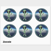 Sticker Rond SYMBOLE VERT Alien Peace V (Feuille)