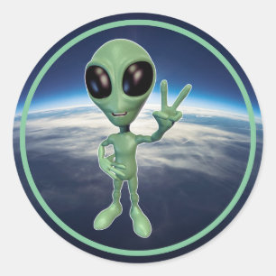 Sticker Rond SYMBOLE VERT Alien Peace V