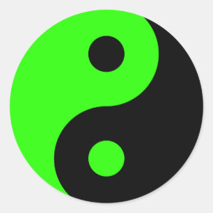 Sticker Rond Symbole vert de Yin Yang