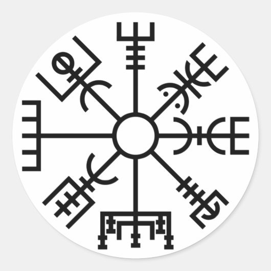 Sticker Rond Symbole viking vegvisir Norse Shield Odin (Devant)