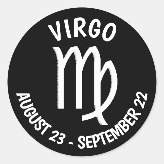 Sticker Rond Symbole Virgo de l'Horoscope noir et blanc (Devant)