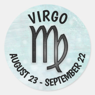 Sticker Rond Symbole Virgo turquoise et Black Horoscope