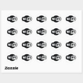 Sticker Rond Symbole WiFi classique en noir et blanc (Feuille)