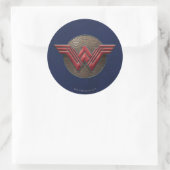 Sticker Rond Symbole Wonder Woman sur les cercles concentrés (Sac)