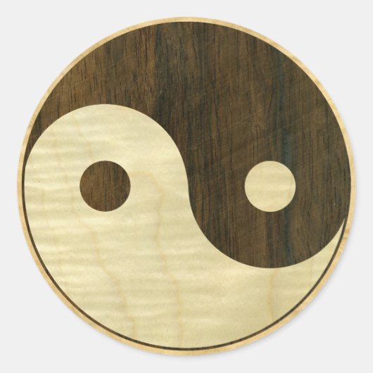 Sticker Rond SYMBOLE YIN Yang EN BOIS (Devant)