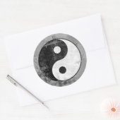 Sticker Rond Symbole Yin Yang en détresse (Enveloppe)