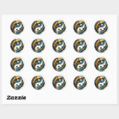 Sticker Rond SYMBOLE YIN Yang Koi Fish (Feuille)
