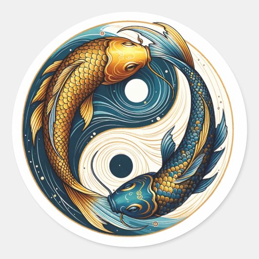Sticker Rond SYMBOLE YIN Yang Koi Fish (Devant)