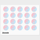 Sticker Rond Symbole Yin Yang rose et bleu (Feuille)