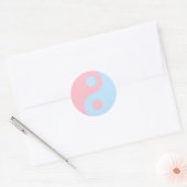 Sticker Rond Symbole Yin Yang rose et bleu (Enveloppe)