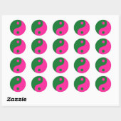 Sticker Rond Symbole Yin Yang rose et vert (Feuille)
