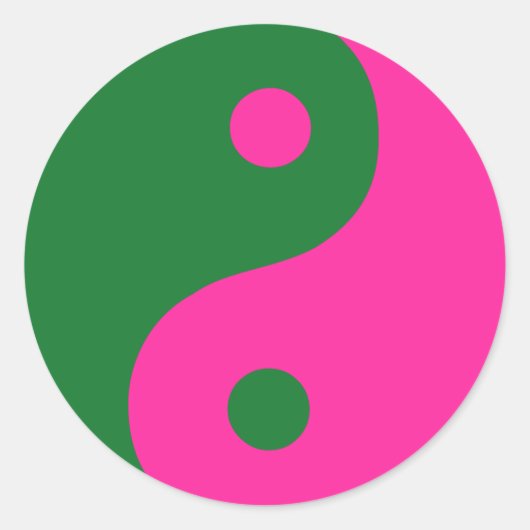 Sticker Rond Symbole Yin Yang rose et vert (Devant)