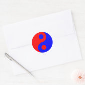 Sticker Rond Symbole Yin Yang rouge et bleu (Enveloppe)