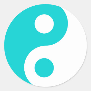 Sticker Rond Symbole Yin Yang Turquoise foncé