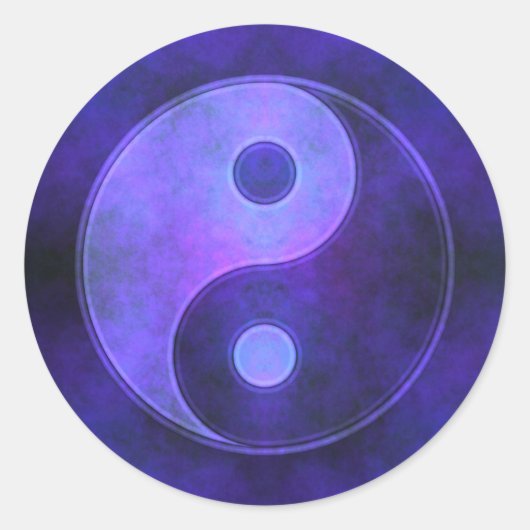 Sticker Rond Symbole Yin Yang Violet (Devant)