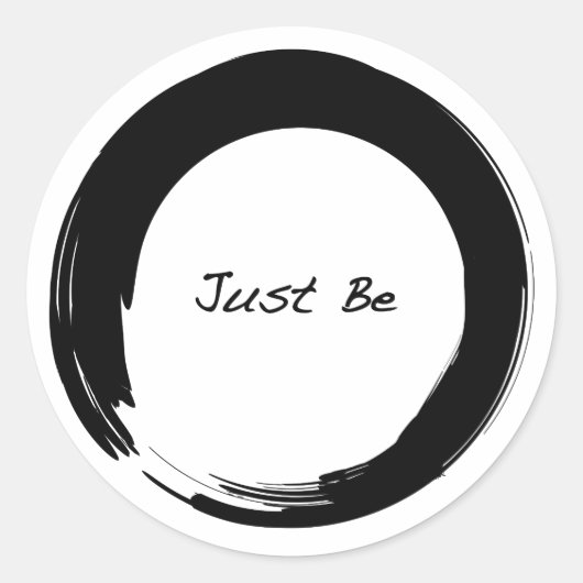 Sticker Rond Symbole zen avec "Just Be" (Devant)