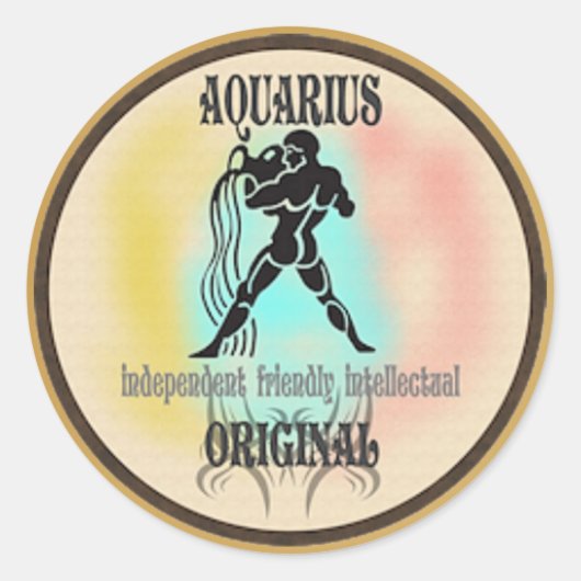 Sticker Rond SYMBOLE Zodiaque Aquarius (Devant)