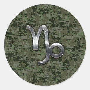 Sticker Rond SYMBOLE Zodiaque Capricorne Camouflage numérique v