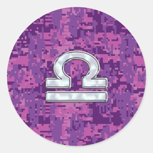 Sticker Rond Symbole Zodiaque de la Libra moderne sur Camo numé (Devant)