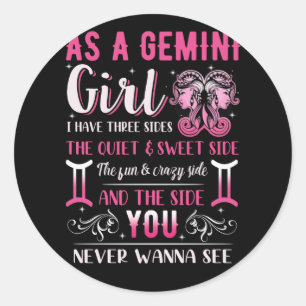 Sticker Rond Symbole Zodiaque d'une fille Gemini Anniversaire