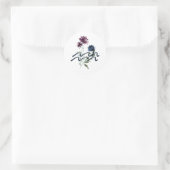 Sticker Rond Symbole Zodiaque Floral Moderne Aquarius (Sac)