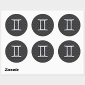 Sticker Rond SYMBOLE Zodiaque Gemini Style fibre de carbone cha (Feuille)