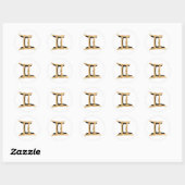 Sticker Rond Symbole zodiaque Gemini Twins texture or noir (Feuille)
