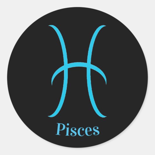 Sticker Rond Symbole Zodiaque Noir Pisces (Devant)