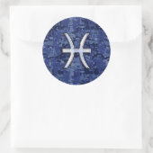 Sticker Rond Symbole Zodiaque Pisces sur Camo numérique bleu ma (Sac)