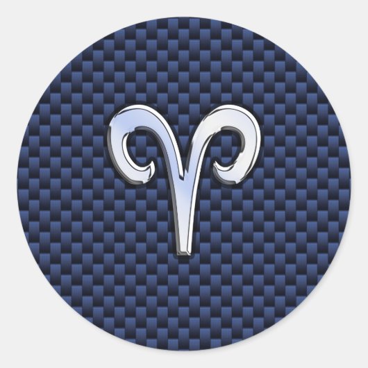 Sticker Rond SYMBOLE Zodiaque Silver Aries Style carbone de la  (Devant)