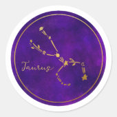 Sticker Rond SYMBOLE Zodiaque Taurus Constellation d'huile d'or (Devant)