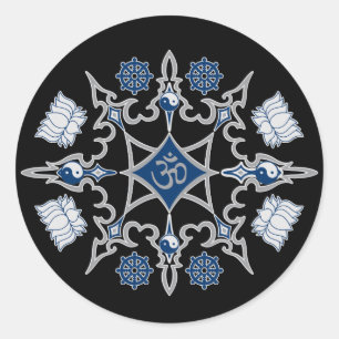 Sticker Rond Symboles bouddhistes tribaux