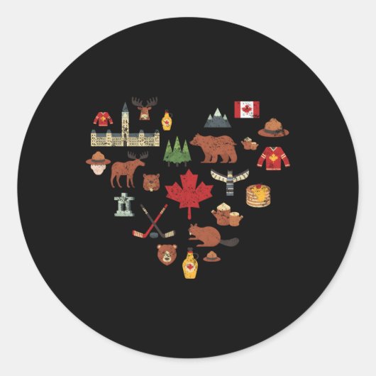 Sticker Rond Symboles canadiens Drapeau canadien Feuille d'érab (Devant)