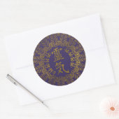 Sticker Rond Symboles de guérison Reiki en mandala d'or (Enveloppe)