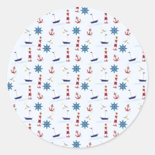 Sticker Rond Symboles de la mer cool