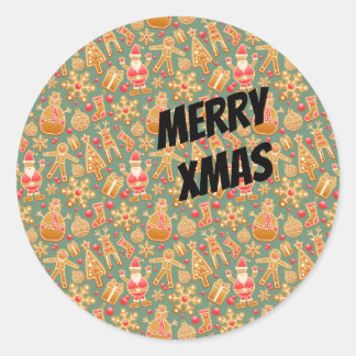Sticker Rond Symboles de Noël heureux