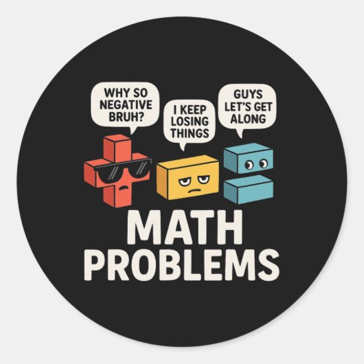 Sticker Rond Symboles de problèmes mathématiques Prof de maths (Devant)