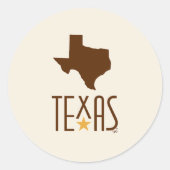 Sticker Rond Symboles du Texas, État du Texas, marron (Devant)