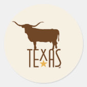 Sticker Rond Symboles du Texas, Longhorn, brun (Devant)
