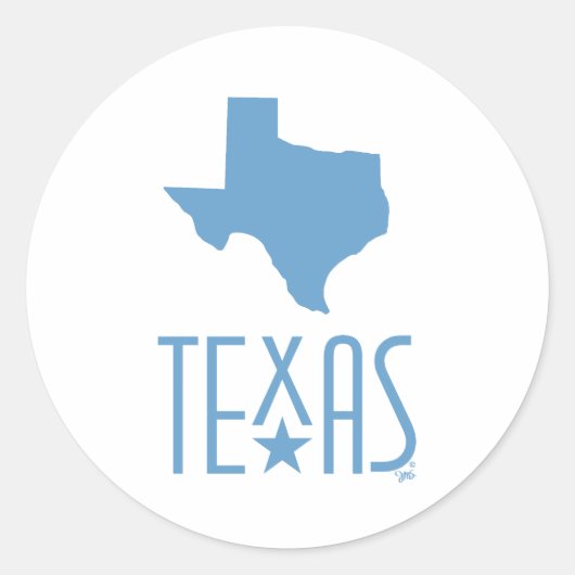 Sticker Rond Symboles du Texas, Texas, bleu (Devant)