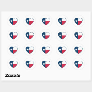Sticker Rond Symboles du Texas, Texas Drapeau, Coeur