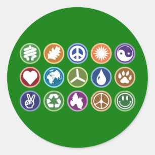 Sticker Rond Symboles écologiques