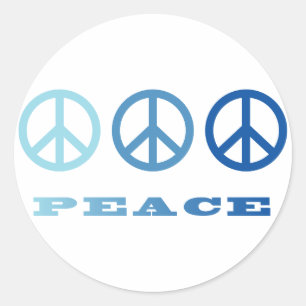 Sticker Rond Symboles Peace 3 (Bleu)