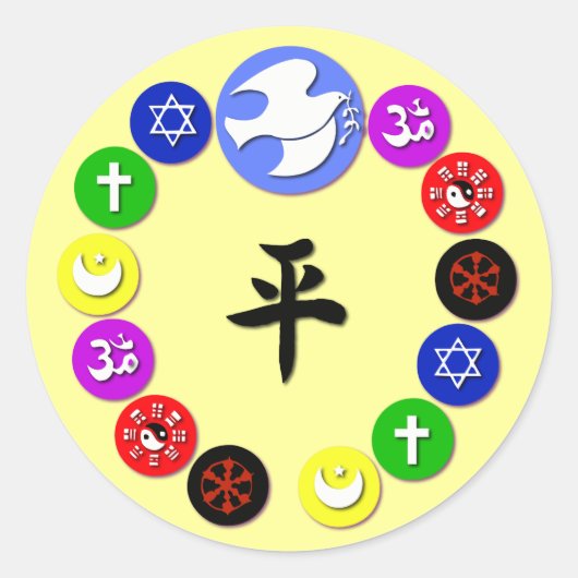 Sticker Rond Symboles religieux mondiaux (Devant)