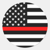 Sticker Rond Symbolic mince Red Line American Flag graphique su (Devant)