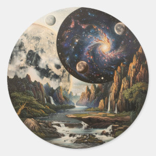 Sticker Rond Symétrie Astrale : Fusionner la nature et l'univer