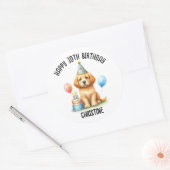 Sticker Rond Sympa dog Birthday Party (Enveloppe)