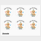 Sticker Rond Sympa dog Birthday Party (Feuille)