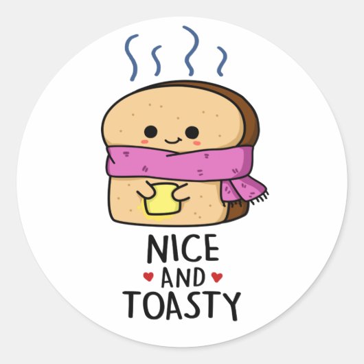 Sticker Rond Sympa Et Toasty Funny Beurre De Toast Pun (Devant)