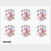 Sticker Rond Sympa rose axolotl Anniversaire fête (Feuille)